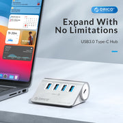 HUB ORICO M3U4 in lega di alluminio a 4 porte USB 3.2 Gen1 5 Gbps, M3U4 5Gbps