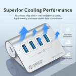 HUB ORICO M3U4 in lega di alluminio a 4 porte USB 3.2 Gen1 5 Gbps, M3U4 5Gbps