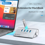 HUB USB 3.2 Gen1 da 10 Gbps ORICO M3U4 in lega di alluminio a 4 porte, M3U4 10Gbps