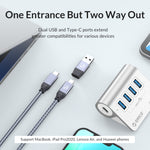 ORICO M3CU2 Hub USB 3.2 Gen2 4 porte in alluminio