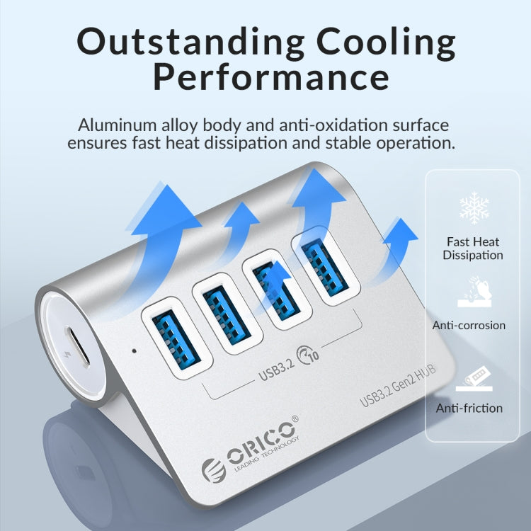 ORICO M3CU2 Hub USB 3.2 Gen2 4 porte in alluminio
