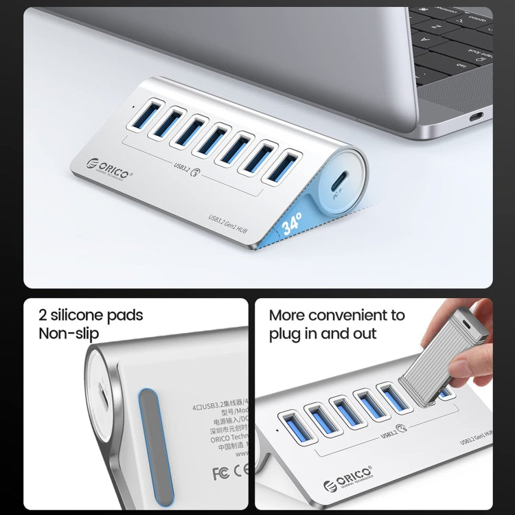 ORICO M3U7 HUB USB 3.2 Gen1 5 Gbps in lega di alluminio a 7 porte con cavo da 1 m, M3U7 1m