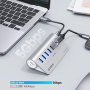 ORICO M3U7 HUB USB 3.2 Gen1 da 5 Gbps a 7 porte in lega di alluminio con cavo da 0,5 m, M3U7 0.5m