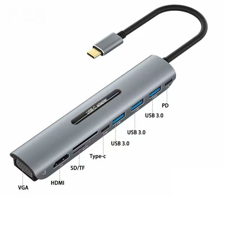 Adattatore HUB USB-C 9 in 1 con HDMI, VGA, USB 3.0, SD, TF