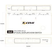 KC-KVM212DH Switcher KVM a doppio display USB 3.0 DP 4K 60 HZ con replica dell'estensione a doppio schermo MST, KC-KVM212DH