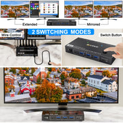 KC-KVM212DH Switcher KVM a doppio display USB 3.0 DP 4K 60 HZ con replica dell'estensione a doppio schermo MST, KC-KVM212DH
