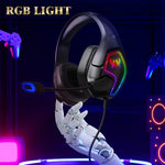 KOTION EACH G3000 Cuffie da gioco stereo con luce RGB e presa USB da 3,5 mm con microfono omnidirezionale, lunghezza cavo: 1,9 m, G3000