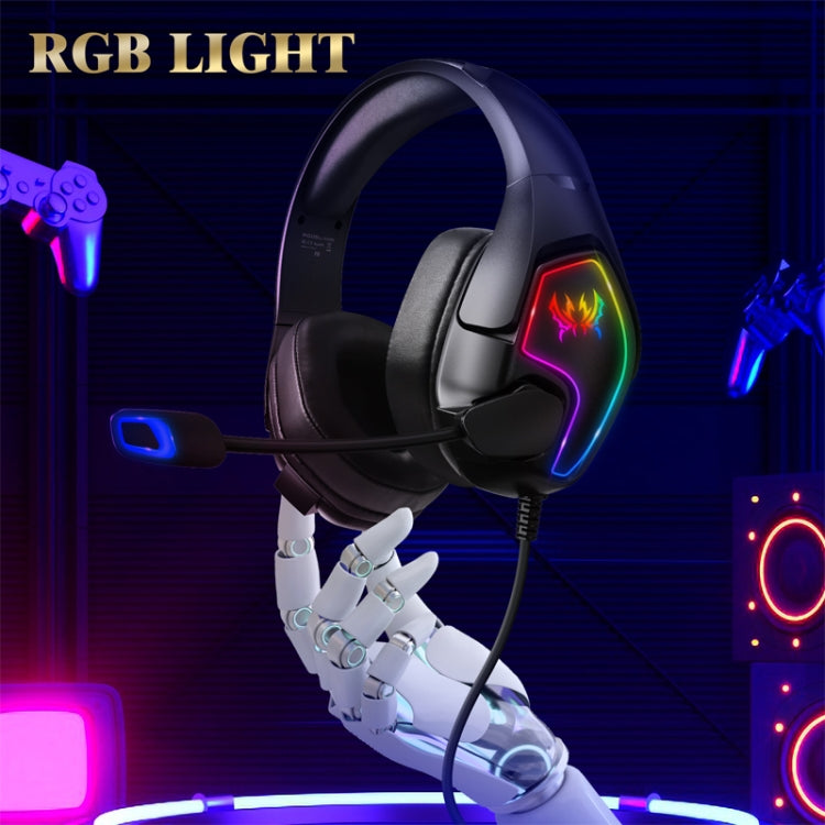 KOTION EACH G3000 Cuffie da gioco stereo con luce RGB e presa USB da 3,5 mm con microfono omnidirezionale, lunghezza cavo: 1,9 m, G3000