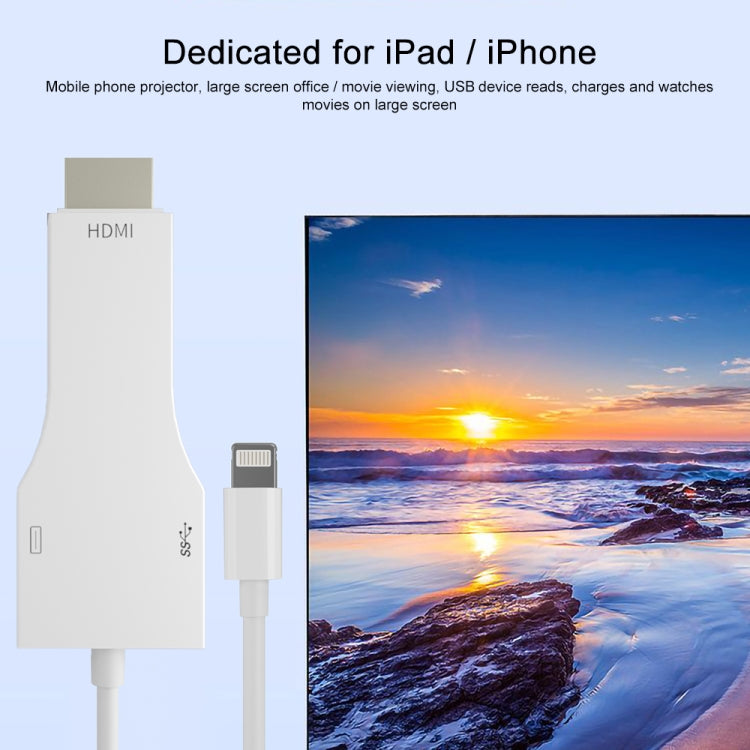 Cavo adattatore NK-1078 da 8 pin a HDMI maschio + USB femmina, lunghezza: 1 m, NK-1078