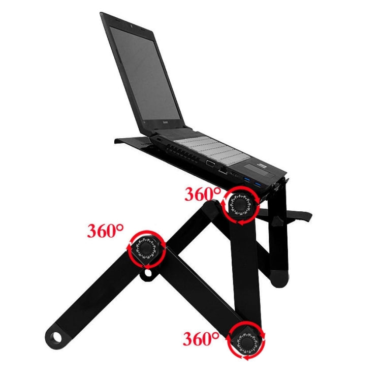 Supporto da tavolo portatile pieghevole regolabile a 360 gradi in lega di alluminio con ventole fantastiche e tappetino per mouse per laptop/notebook, with Mouse Pad & Cooling Fan, with Mouse Pad & Cooling Fan (M)