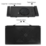Supporto da tavolo portatile pieghevole regolabile a 360 gradi in lega di alluminio con ventole fantastiche e tappetino per mouse per laptop/notebook, with Mouse Pad & Cooling Fan, with Mouse Pad & Cooling Fan (M)