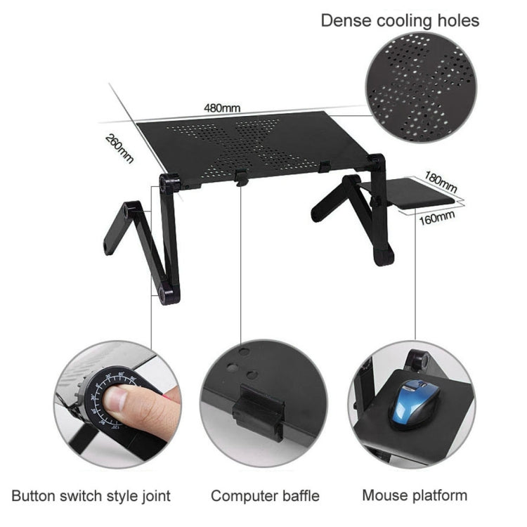 Supporto da tavolo portatile pieghevole regolabile a 360 gradi in lega di alluminio con ventole fantastiche e tappetino per mouse per laptop/notebook, with Mouse Pad & Cooling Fan, with Mouse Pad & Cooling Fan (M)