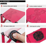 Supporto da tavolo portatile pieghevole regolabile a 360 gradi in lega di alluminio con ventole fantastiche e tappetino per mouse per laptop/notebook, with Mouse Pad & Cooling Fan, with Mouse Pad & Cooling Fan (M)