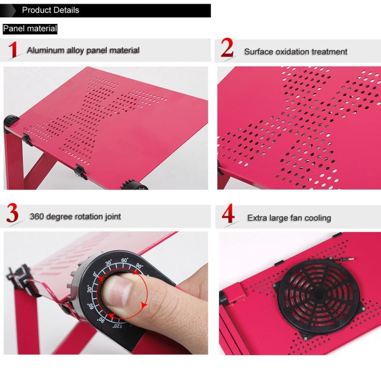 Supporto da tavolo portatile pieghevole regolabile a 360 gradi in lega di alluminio con ventole fantastiche e tappetino per mouse per laptop/notebook, with Mouse Pad & Cooling Fan, with Mouse Pad & Cooling Fan (M)