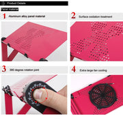 Supporto da tavolo portatile pieghevole regolabile a 360 gradi in lega di alluminio con ventole fantastiche e tappetino per mouse per laptop/notebook, with Mouse Pad & Cooling Fan, with Mouse Pad & Cooling Fan (M)
