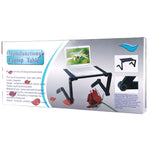 Supporto da tavolo portatile pieghevole regolabile a 360 gradi in lega di alluminio con ventole fantastiche e tappetino per mouse per laptop/notebook, with Mouse Pad & Cooling Fan, with Mouse Pad & Cooling Fan (M)