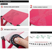 Supporto da tavolo portatile pieghevole regolabile a 360 gradi in lega di alluminio con tappetino per mouse per laptop/notebook, senza ventole CPU, with Mouse Pad, with Mouse Pad (M)