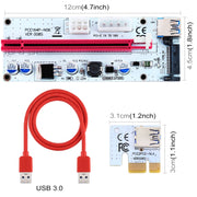 PCE164P-N06 VER008S USB 3.0 PCI-E Express Adattatore scheda riser extender PCI-E da 1 a 16x Alimentazione SATA a 15 pin Porta di alimentazione a 6 pin + 4 pin con cavo USB da 60 cm, VER008S Red