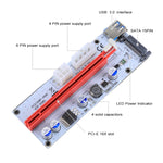 PCE164P-N06 VER008S USB 3.0 PCI-E Express Adattatore scheda riser extender PCI-E da 1 a 16x Alimentazione SATA a 15 pin Porta di alimentazione a 6 pin + 4 pin con cavo USB da 60 cm, VER008S Red