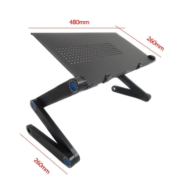Supporto da tavolo portatile pieghevole regolabile a 360 gradi in lega di alluminio per laptop/notebook, senza ventole CPU e tappetino per mouse, Desk