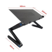 Supporto da tavolo portatile pieghevole regolabile a 360 gradi in lega di alluminio per laptop/notebook, senza ventole CPU e tappetino per mouse, Desk
