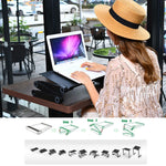 Supporto da tavolo portatile pieghevole regolabile a 360 gradi in lega di alluminio per laptop/notebook, senza ventole CPU e tappetino per mouse, Desk