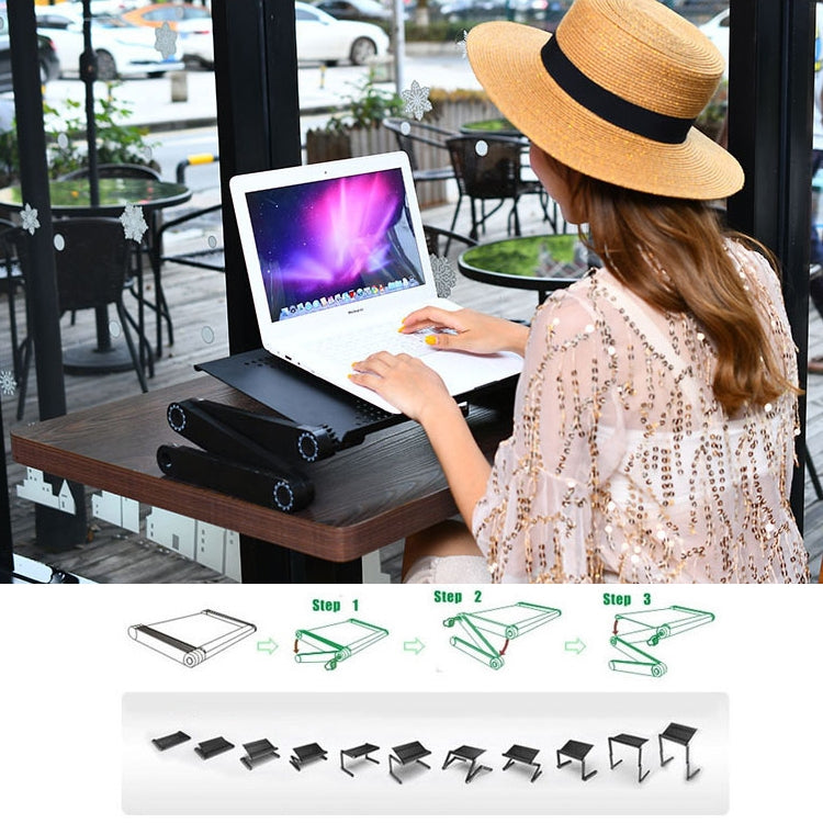Supporto da tavolo portatile pieghevole regolabile a 360 gradi in lega di alluminio per laptop/notebook, senza ventole CPU e tappetino per mouse, Desk