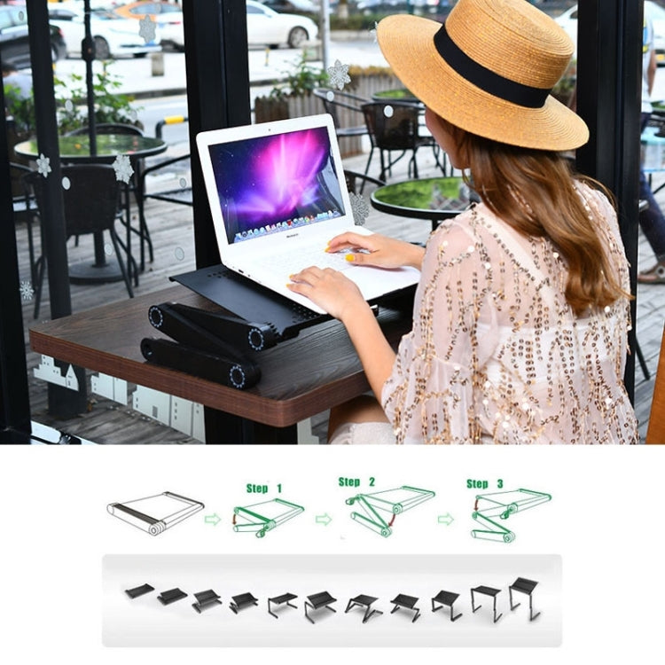 Supporto da scrivania pieghevole portatile regolabile a 360 gradi allungabile in lega di alluminio per laptop/notebook, senza ventole CPU e tappetino per mouse, without CPU Fans & Mouse Pad