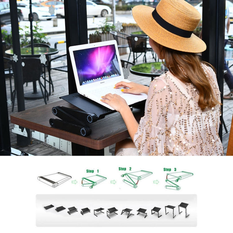 Supporto da tavolo portatile pieghevole regolabile a 360 gradi in lega di alluminio con doppie ventole CPU e tappetino per mouse per laptop/notebook, with Mouse Pad & 2 Cooling Fan
