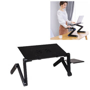 Supporto da tavolo portatile pieghevole regolabile a 360 gradi in lega di alluminio con doppie ventole CPU e tappetino per mouse per laptop/notebook, dimensioni scrivania: 420 mm x 260 mm, 420 x 260mm
