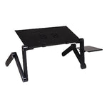 Supporto da tavolo portatile pieghevole regolabile a 360 gradi in lega di alluminio con doppie ventole CPU e tappetino per mouse per laptop/notebook, dimensioni scrivania: 420 mm x 260 mm, 420 x 260mm