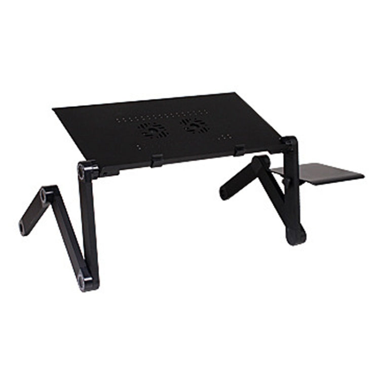 Supporto da tavolo portatile pieghevole regolabile a 360 gradi in lega di alluminio con doppie ventole CPU e tappetino per mouse per laptop/notebook, dimensioni scrivania: 420 mm x 260 mm, 420 x 260mm