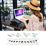 Supporto da tavolo portatile pieghevole regolabile a 360 gradi in lega di alluminio con doppie ventole CPU e tappetino per mouse per laptop/notebook, dimensioni scrivania: 420 mm x 260 mm, 420 x 260mm