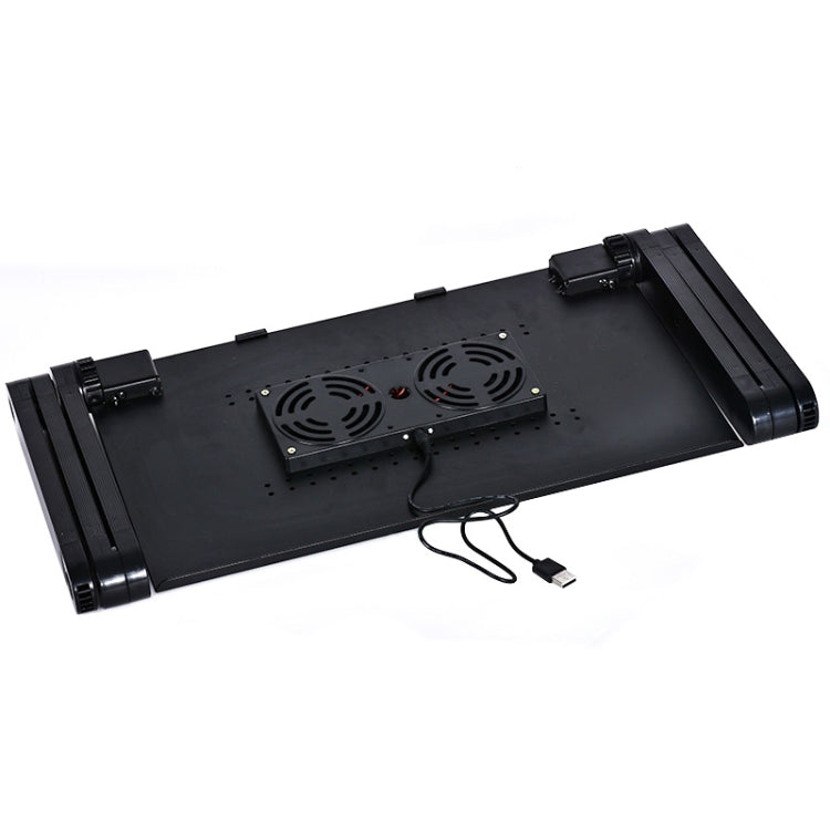 Supporto da tavolo portatile pieghevole regolabile a 360 gradi in lega di alluminio con doppie ventole CPU e tappetino per mouse per laptop/notebook, dimensioni scrivania: 420 mm x 260 mm, 420 x 260mm