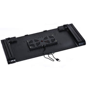 Supporto da tavolo portatile pieghevole regolabile a 360 gradi in lega di alluminio con doppie ventole CPU e tappetino per mouse per laptop/notebook, dimensioni scrivania: 420 mm x 260 mm, 420 x 260mm