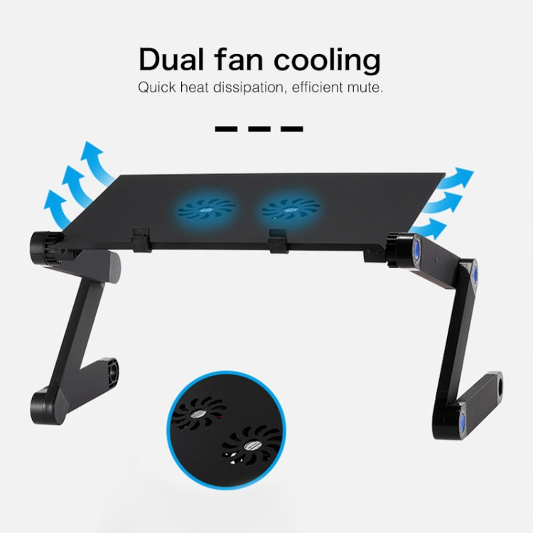 Supporto da tavolo portatile pieghevole regolabile a 360 gradi in lega di alluminio con doppie ventole CPU e tappetino per mouse per laptop/notebook, dimensioni scrivania: 420 mm x 260 mm, 420 x 260mm