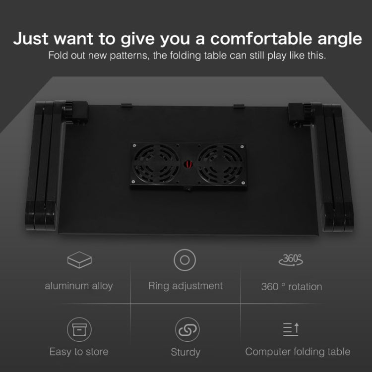 Supporto da tavolo portatile pieghevole regolabile a 360 gradi in lega di alluminio con doppie ventole CPU e tappetino per mouse per laptop/notebook, dimensioni scrivania: 420 mm x 260 mm, 420 x 260mm