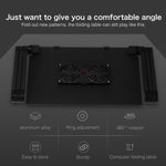 Supporto da tavolo portatile pieghevole regolabile a 360 gradi in lega di alluminio con doppie ventole CPU e tappetino per mouse per laptop/notebook, dimensioni scrivania: 480 mm x 260 mm, 480 x 260mm