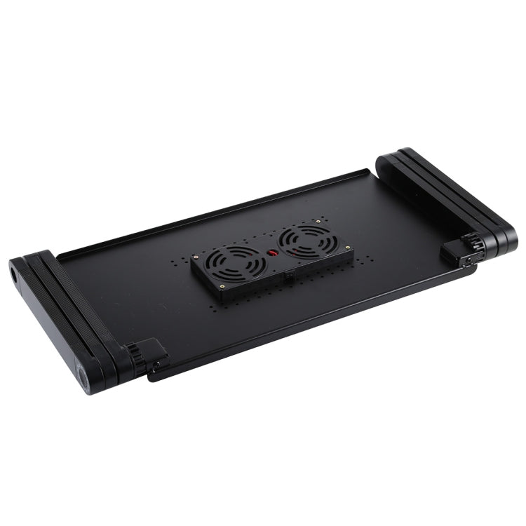 Supporto da tavolo portatile pieghevole regolabile a 360 gradi in lega di alluminio con doppie ventole CPU e tappetino per mouse per laptop/notebook, dimensioni scrivania: 480 mm x 260 mm, 480 x 260mm