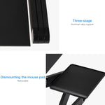 Supporto da tavolo portatile pieghevole regolabile a 360 gradi in lega di alluminio con doppie ventole CPU e tappetino per mouse per laptop/notebook, dimensioni scrivania: 480 mm x 260 mm, 480 x 260mm