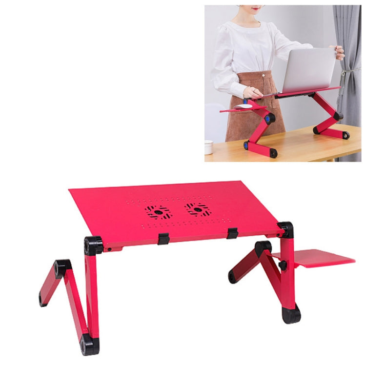 Supporto da tavolo portatile pieghevole regolabile a 360 gradi in lega di alluminio con doppie ventole CPU e tappetino per mouse per laptop/notebook, dimensioni scrivania: 480 mm x 260 mm, 480 x 260mm