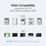 UGREEN US222 Custodia per HDD 2.5 / 3.5 pollici SATA a USB 3.0 SSD Adattatore Hard Disk Drive Box Custodia per HDD esterno, supporto protocollo UASP, US222 HDD Case