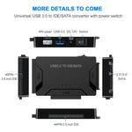 Cavo adattatore convertitore per unità disco rigido da USB 3.0 a SATA/IDE per HDD SATA IDE da 2,5 pollici/3,5 pollici, lunghezza cavo: 1 m, US160