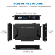 Cavo adattatore convertitore per unità disco rigido da USB 3.0 a SATA/IDE per HDD SATA IDE da 2,5 pollici/3,5 pollici, lunghezza cavo: 1 m, US160