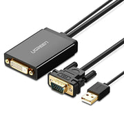 UGREEN MM119 Cavo adattatore VGA a DVI Full HD 1080P (24+1) maschio a femmina per computer, PC, laptop, HDTV, proiettore, scheda grafica DVD e altri dispositivi abilitati VGA/DVI, lunghezza cavo: 50 cm