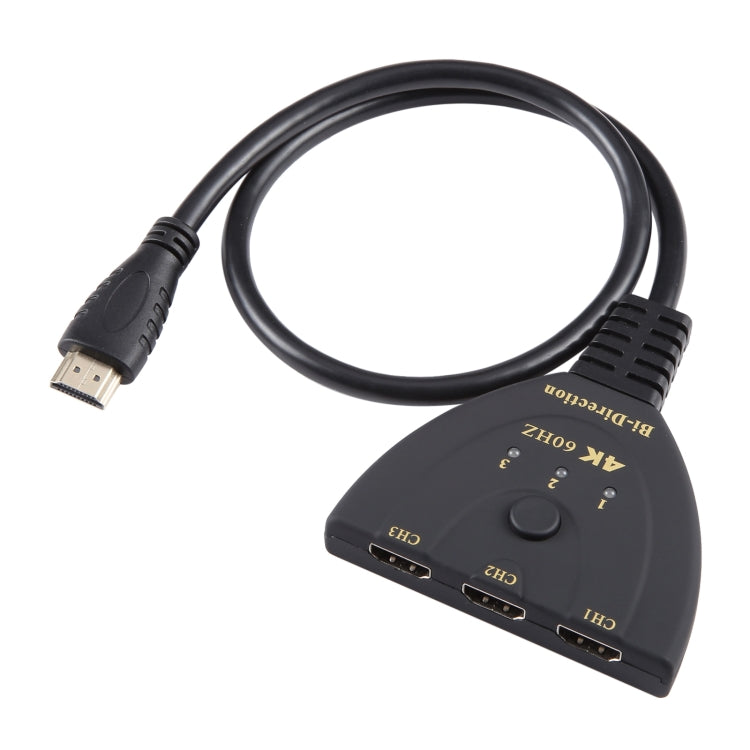 Switcher bidirezionale HDMI 3 x 1 4K 60Hz con cavo HDMI Pigtail, Bi-Direction