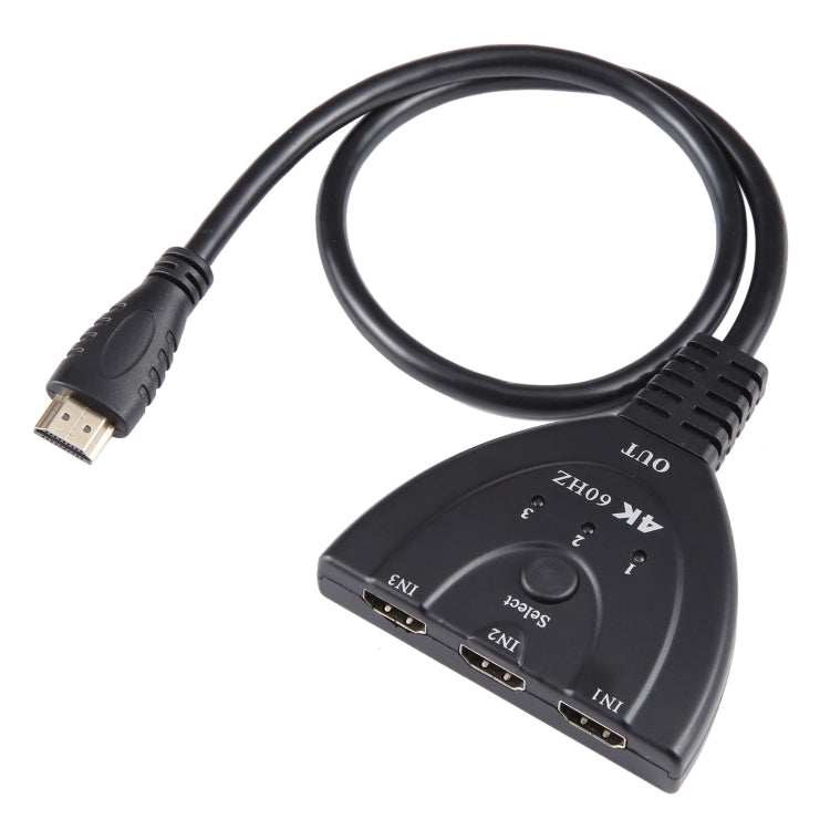 Switcher HDMI 3 x 1 4K 60Hz con cavo HDMI Pigtail, YUV4:4:4 HDR