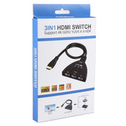 Switcher HDMI 3 x 1 4K 60Hz con cavo HDMI Pigtail, YUV4:4:4 HDR
