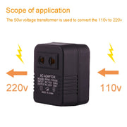 110V to 220V 50W AC Power Socket Adapter EU/US Plug to US Plug, 110V to 220V 50W