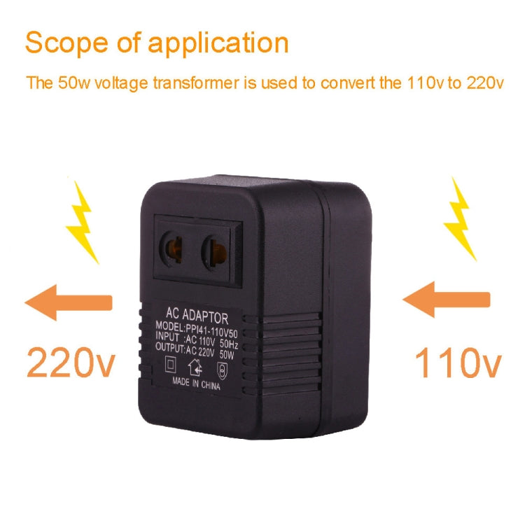 110V to 220V 50W AC Power Socket Adapter EU/US Plug to US Plug, 110V to 220V 50W